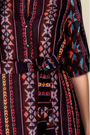 Women’s Cotton Maxi Dress with Ethnic Embroidery & Tie Waist DR4851 Women’s Cotton Maxi Dress with Ethnic Embroidery & Tie Waist DR4851