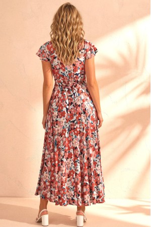 Rochie maxi inflorata Roh Dr4844 Multicolora din Viscoza cu buzunare 