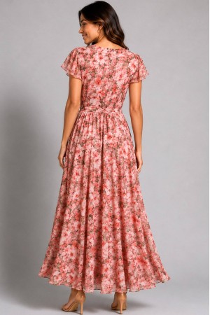 Women’s Multicolour Floral Maxi Dress with Pockets DR4846 Women’s Multicolour Floral Maxi Dress with Pockets DR4846
