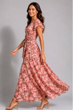 Women’s Multicolour Floral Maxi Dress with Pockets DR4846 Women’s Multicolour Floral Maxi Dress with Pockets DR4846