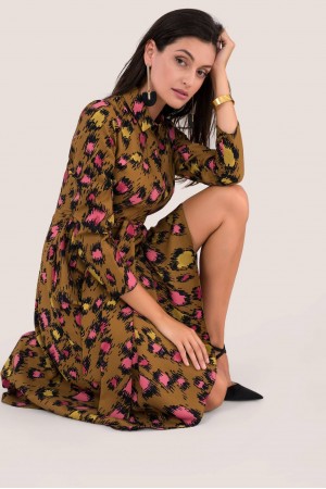 Leopard Print Midi Shirt Dress Aimelia - DR3973