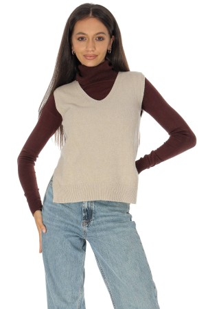 Knitted sleeveless jumper Bej Roh BR2920 Knitted sleeveless jumper Bej Roh BR2920