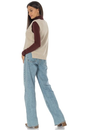 Knitted sleeveless jumper Bej Roh BR2920 Knitted sleeveless jumper Bej Roh BR2920