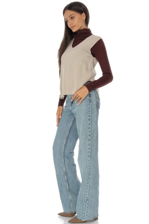 Knitted sleeveless jumper Bej Roh BR2920 Knitted sleeveless jumper Bej Roh BR2920