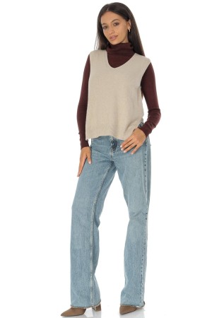 Knitted sleeveless jumper Bej Roh BR2920 Knitted sleeveless jumper Bej Roh BR2920