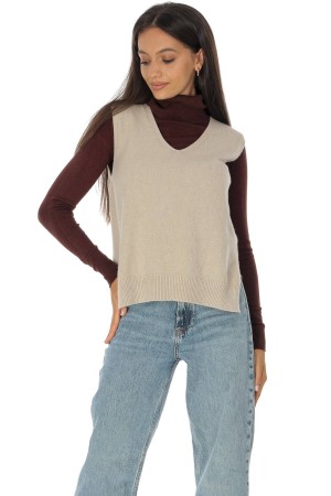 Knitted sleeveless jumper Bej Roh BR2920 Knitted sleeveless jumper Bej Roh BR2920