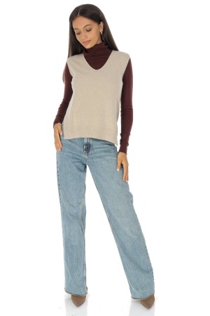 Knitted sleeveless jumper Bej Roh BR2920 Knitted sleeveless jumper Bej Roh BR2920