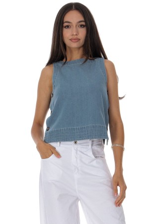 Casual top in denim with button detail Roh BR2984