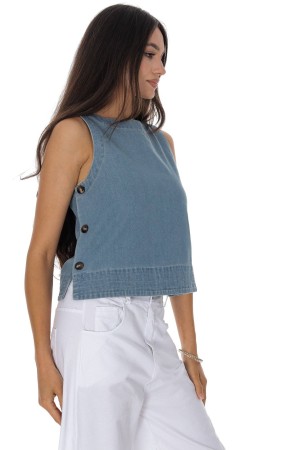 Casual top in denim with button detail Roh BR2984