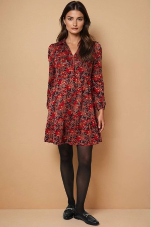 Printed tea dress Wine Roh DR4785