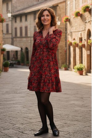 Printed tea dress Wine Roh DR4785