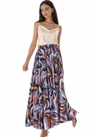 Women’s Multicolor Satin Skirt with Pockets 