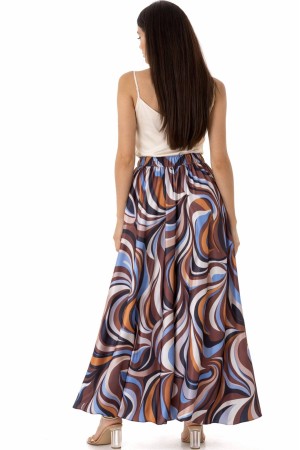 Women’s Multicolor Satin Skirt with Pockets 