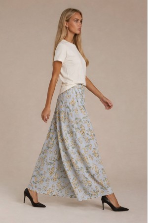 Women’s Grey Maxi Skirt in Viscose with Pockets 