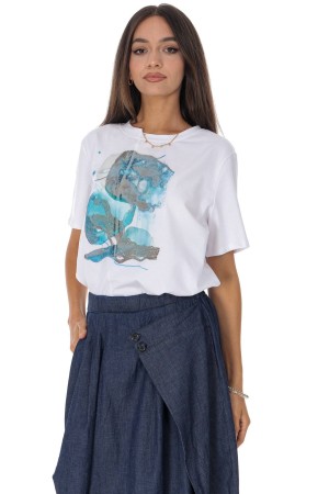 Chic denim midi skirt with a pocket detail Roh FR573