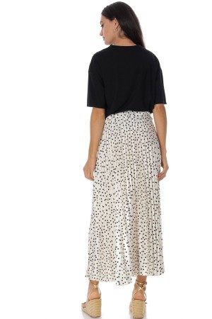 Pleated midi skirt with spots in Cream  Roh FR575