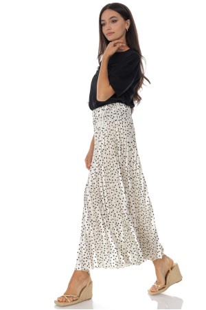 Pleated midi skirt with spots in Cream  Roh FR575