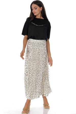 Pleated midi skirt with spots in Cream  Roh FR575