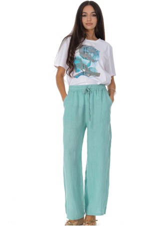 Casual linen trousers with pockets in Mint Roh TR574
