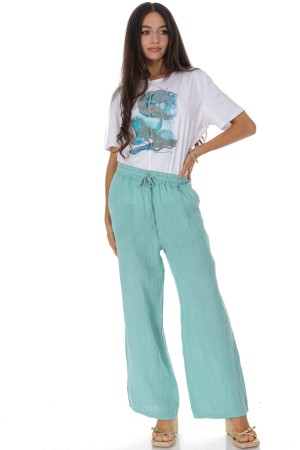 Casual linen trousers with pockets in Mint Roh TR574