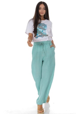 Casual linen trousers with pockets in Mint Roh TR574