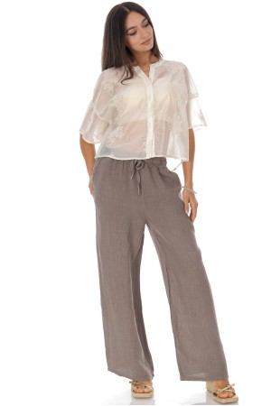 Casual linen trousers with pockets in Beige Roh TR576