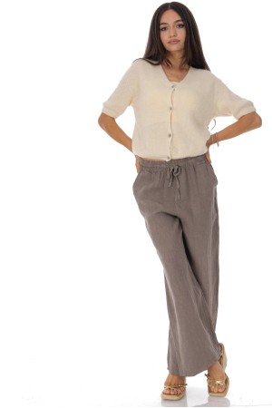 Casual linen trousers with pockets in Beige Roh TR576