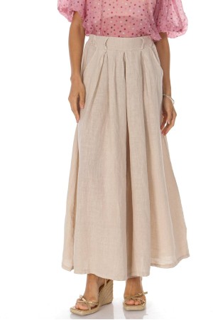 Casual linen trousers with pockets in Beige Roh TR584
