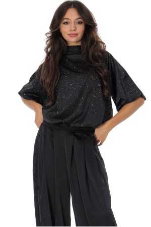  Satin top with silver embellishments Black Aimelia BR2941