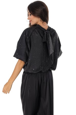  Satin top with silver embellishments Black Aimelia BR2941