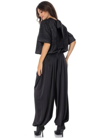  Satin top with silver embellishments Black Aimelia BR2941