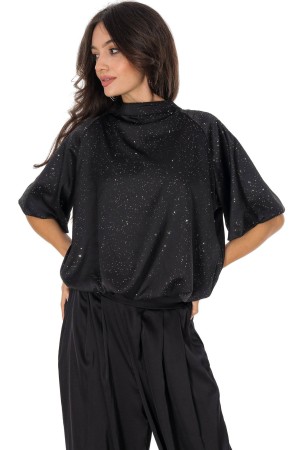  Satin top with silver embellishments Black Aimelia BR2941