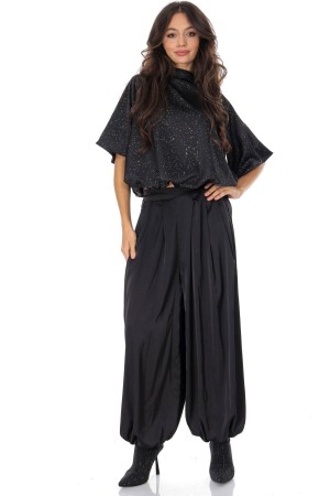  Satin top with silver embellishments Black Aimelia BR2941