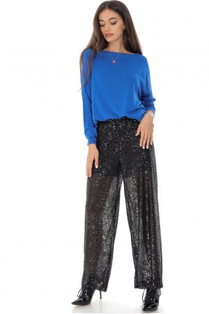 Sequin trousers Aimelia TR460 in Black with an elasticated waist