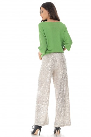 Sequin trousers Aimelia TR461 in Gold with an elasticated waistline