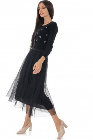Short cardigan Aimelia Br2474 in Black with embellishments