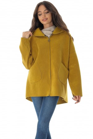 Short jacket JR628 Mustard with a hood and pockets 
