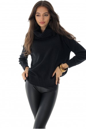 Soft jumper with a matching scarf , Black, Aimelia Br2677