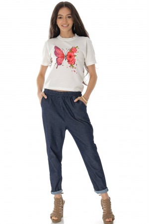 Casual trousers Aimelia in Denim TR504, with pockets 