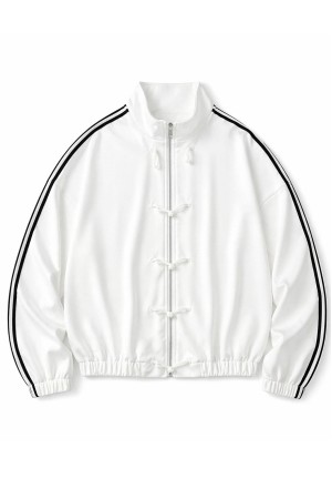 WomenÃ¢â‚¬â„¢s White Wide Leg Tracksuit with Black Stripes RohTR589