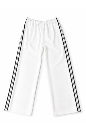 WomenÃ¢â‚¬â„¢s White Wide Leg Tracksuit with Black Stripes RohTR589