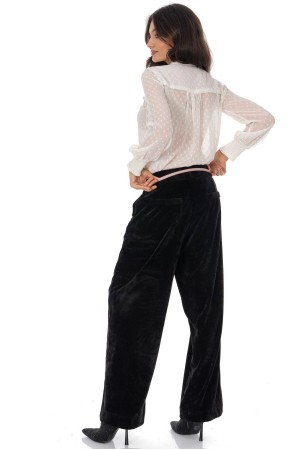 Velvet straight leg trousers Black Aimelia TR563