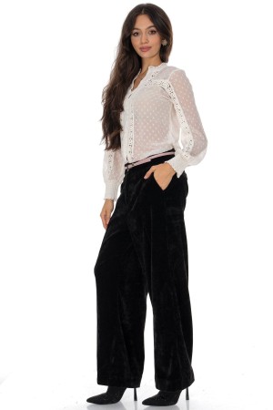 Velvet straight leg trousers Black Aimelia TR563