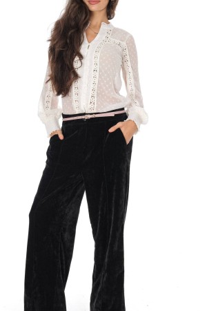 Velvet straight leg trousers Black Aimelia TR563