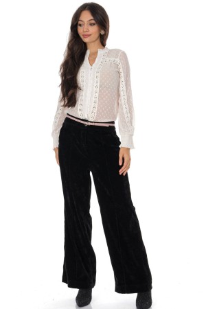 Velvet straight leg trousers Black Aimelia TR563