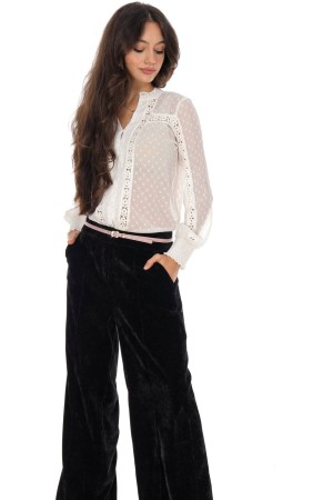 Velvet straight leg trousers Black Aimelia TR563