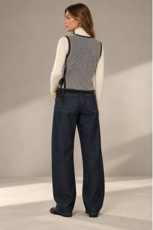 Grey Knitted Waistcoat with Gold-Tone Buttons - AIMELIA BR3024