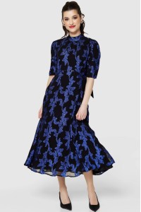 navy blue dress for baby girl Sydneys Closet SC7386 Long Prom Dress Plus Size Strapless A-Line Floral Slit Puff Sleeves Train Pockets Formal Gown 14 / Green Floral main image 0